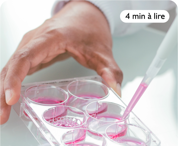 Person using a pipette to add pink liquid to a multi-well plate on a white surface.